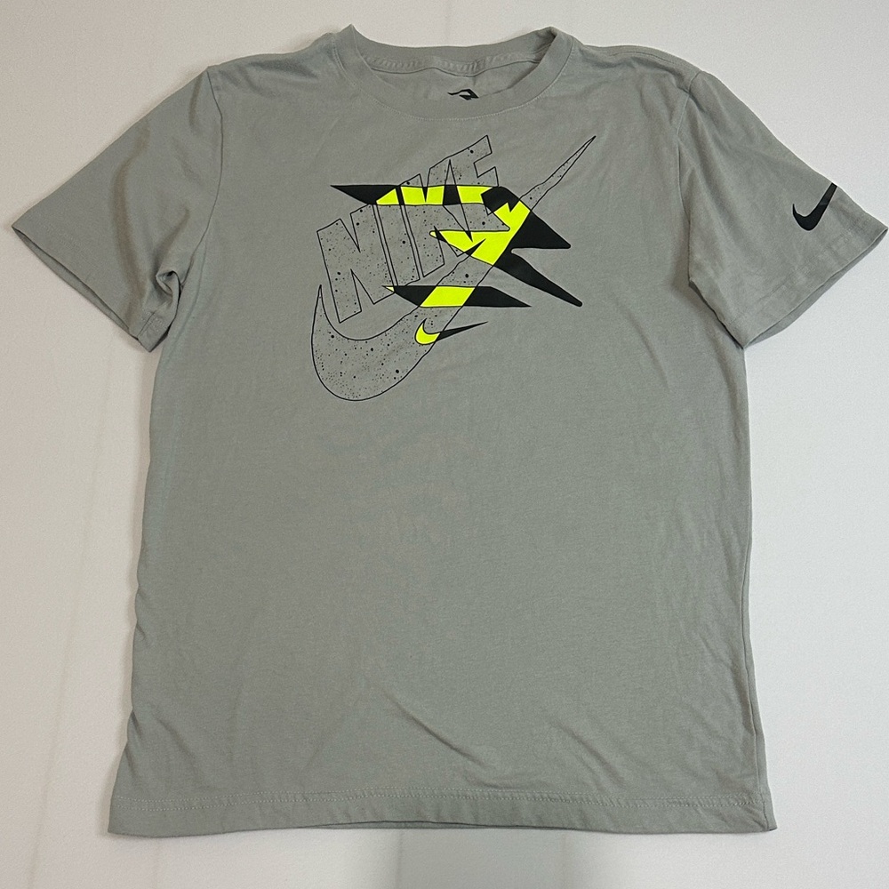 Nike Gray Tee with Neon Yellow and Black Graphic